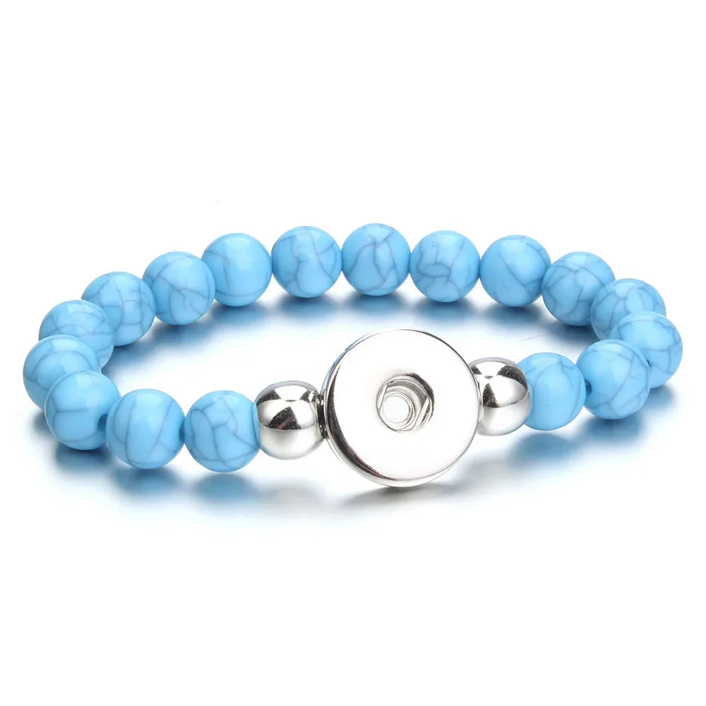 New Snap Bracelet 18mm Snap Button Bracelet DIY Handmade Stone Beads Charms Bracelet for Women Gift DIY Snap Jewelry