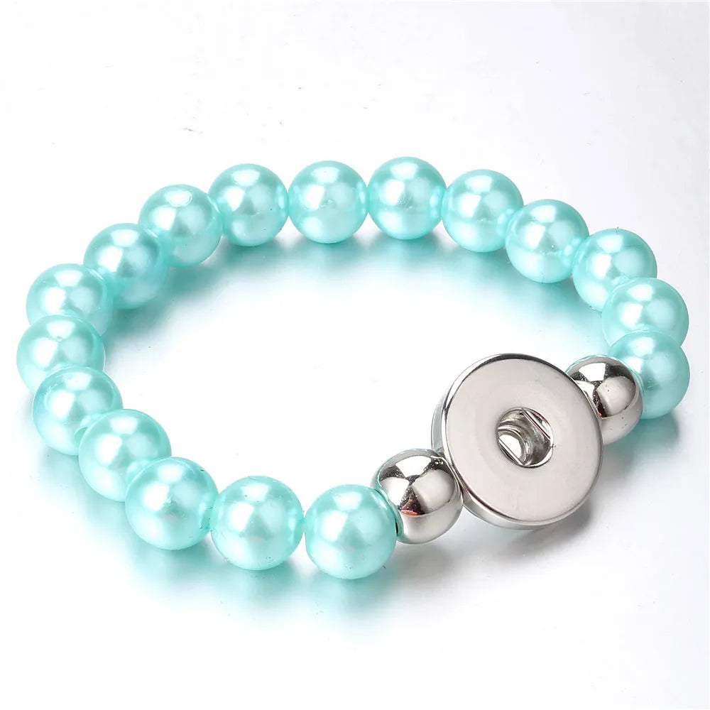 New Snap Bracelet 18mm Snap Button Bracelet DIY Handmade Stone Beads Charms Bracelet for Women Gift DIY Snap Jewelry