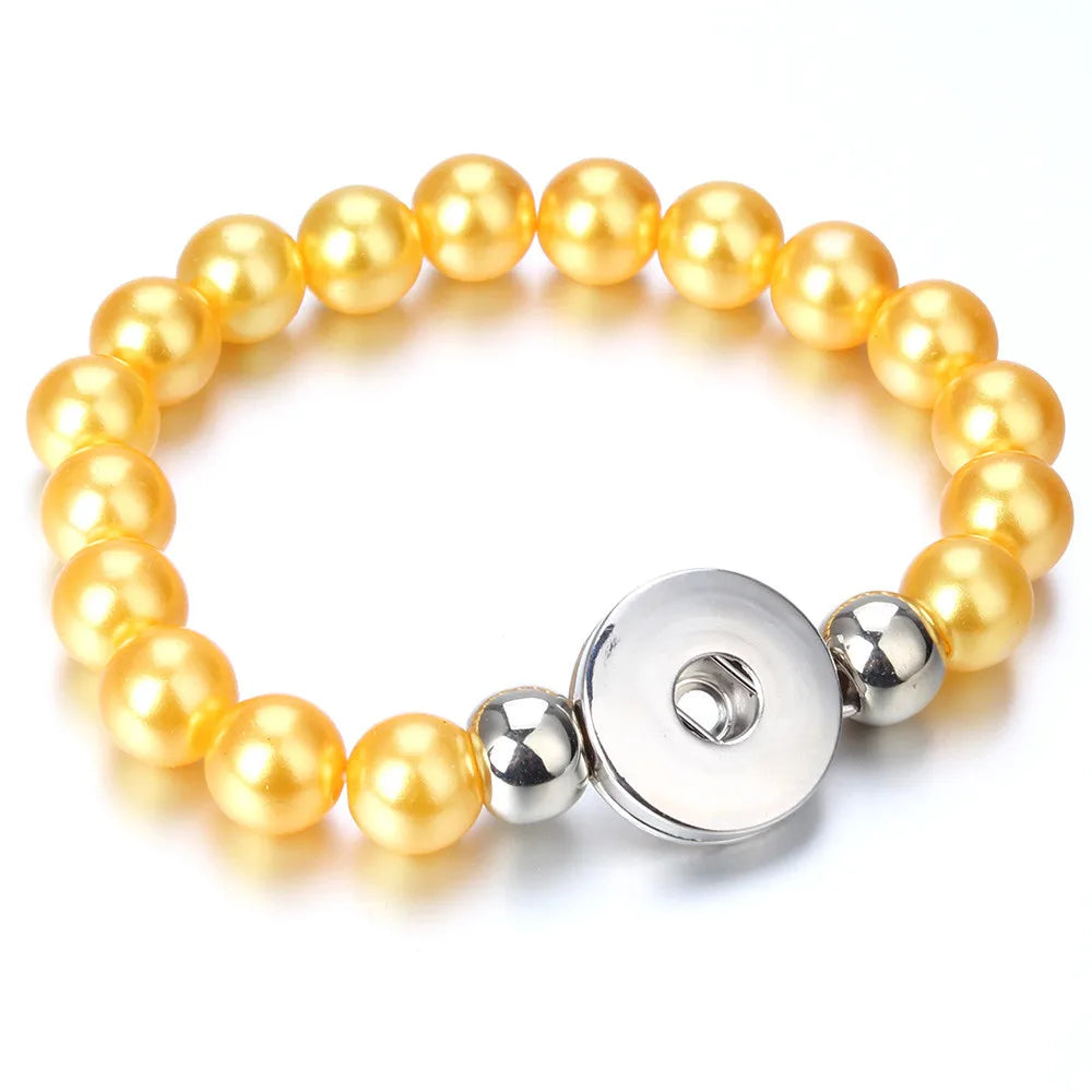 New Snap Bracelet 18mm Snap Button Bracelet DIY Handmade Stone Beads Charms Bracelet for Women Gift DIY Snap Jewelry