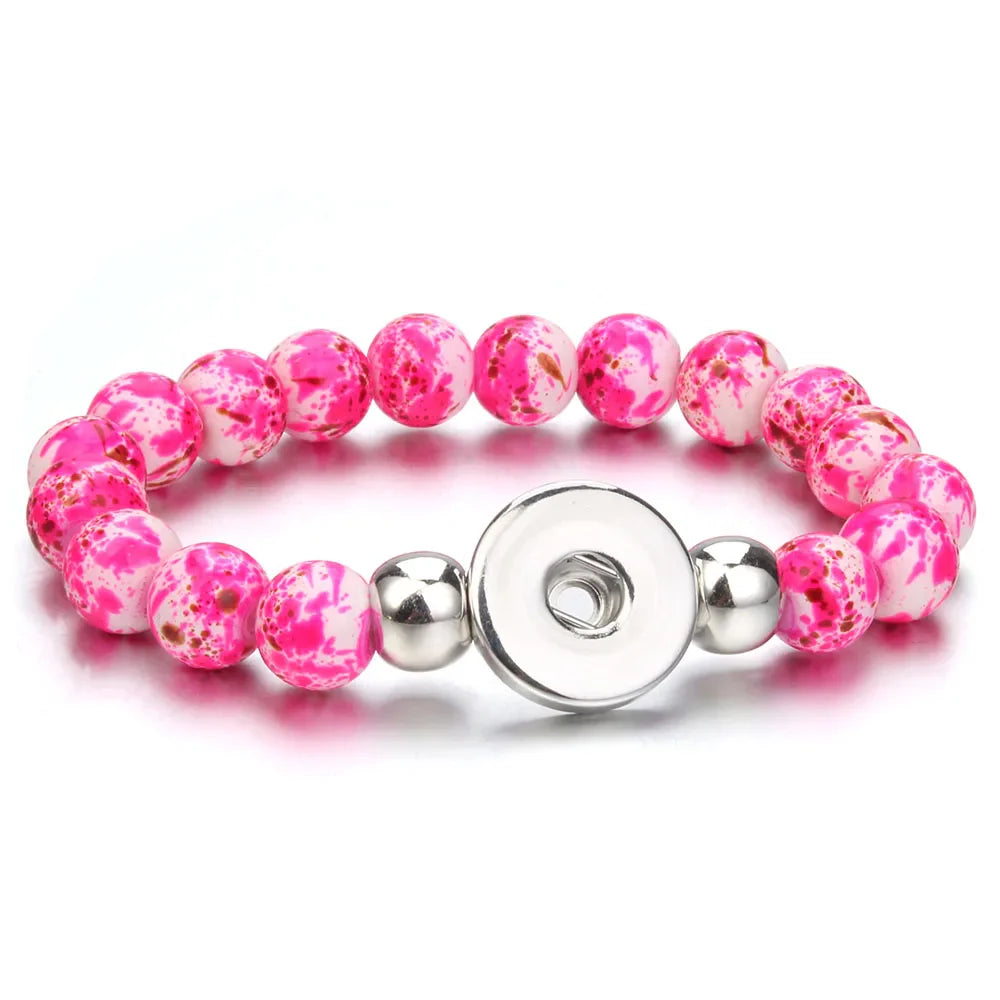 New Snap Bracelet 18mm Snap Button Bracelet DIY Handmade Stone Beads Charms Bracelet for Women Gift DIY Snap Jewelry