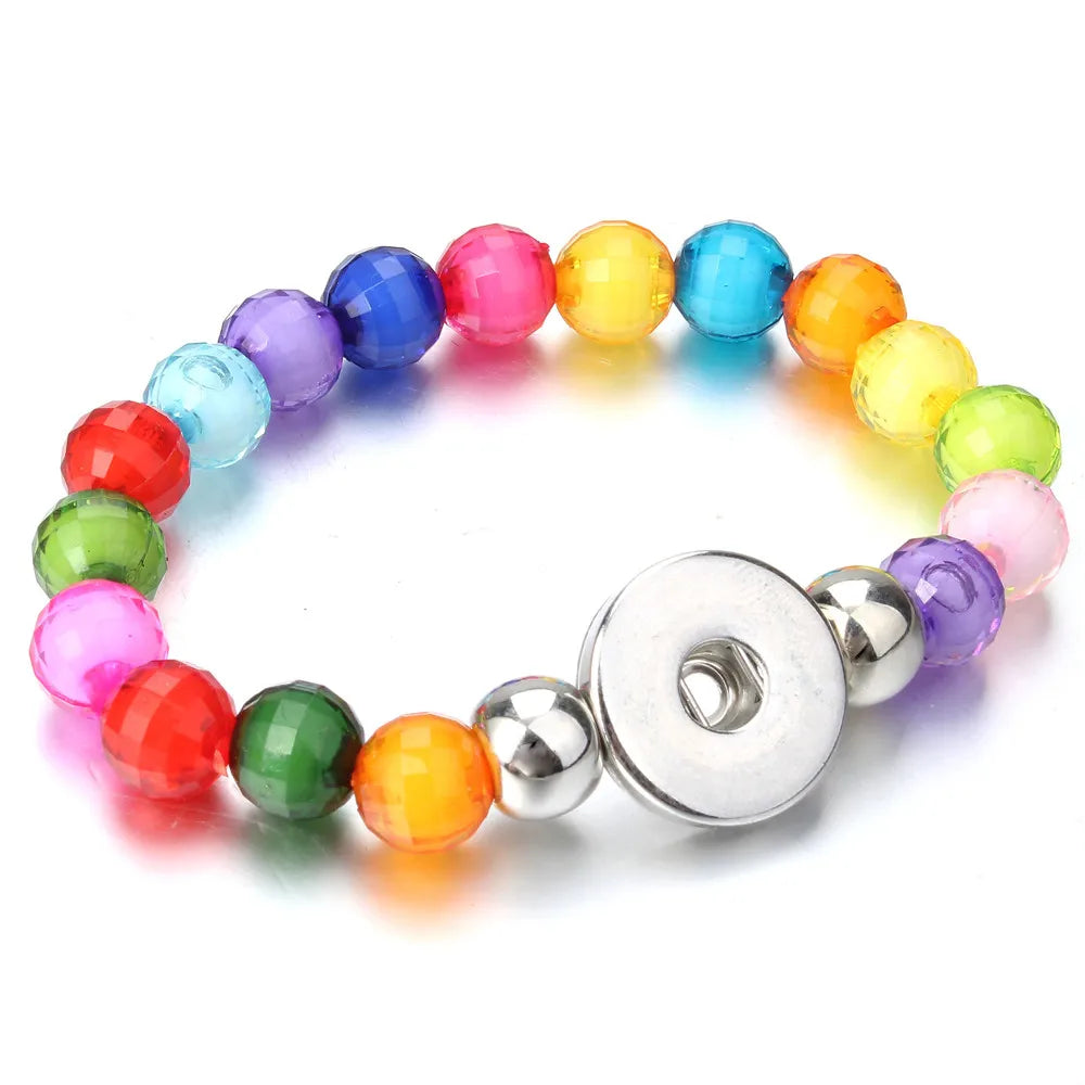 New Snap Bracelet 18mm Snap Button Bracelet DIY Handmade Stone Beads Charms Bracelet for Women Gift DIY Snap Jewelry