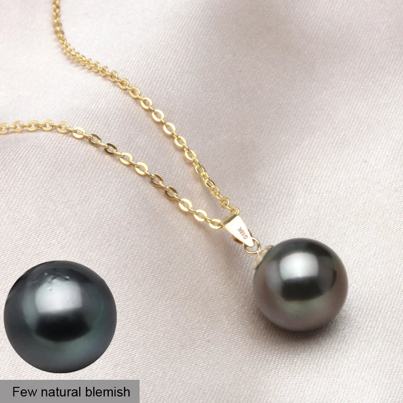 Natural black pearl necklace jewelry,18k gold pendant tahitain pearl  jewelry for women,real seawater pearl jewelry fine gift