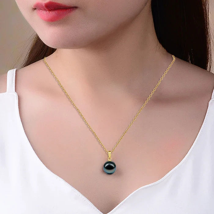 Natural black pearl necklace jewelry,18k gold pendant tahitain pearl  jewelry for women,real seawater pearl jewelry fine gift