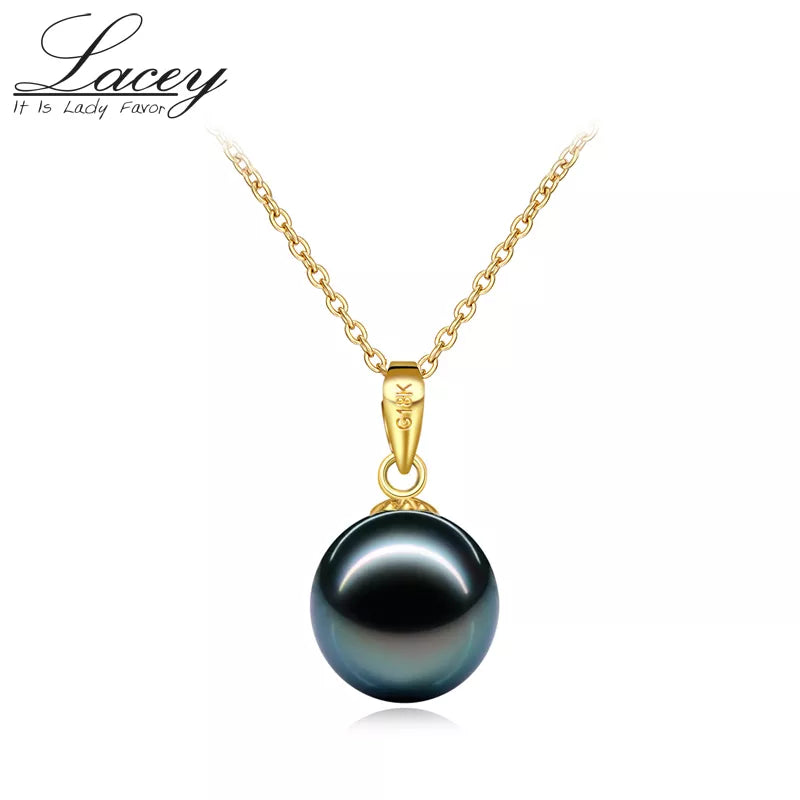 Natural black pearl necklace jewelry,18k gold pendant tahitain pearl  jewelry for women,real seawater pearl jewelry fine gift