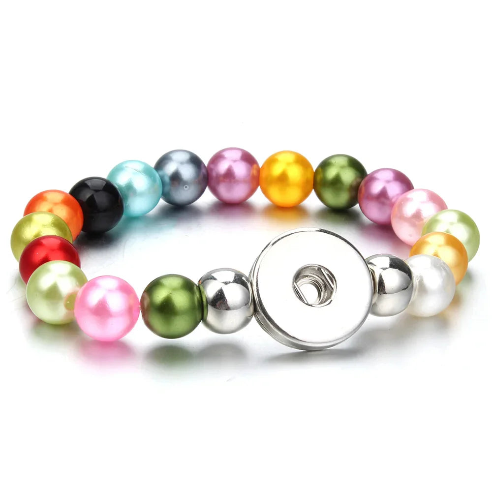 New Snap Bracelet 18mm Snap Button Bracelet DIY Handmade Stone Beads Charms Bracelet for Women Gift DIY Snap Jewelry