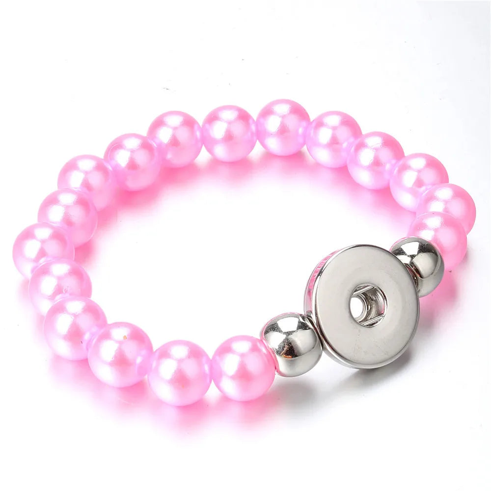 New Snap Bracelet 18mm Snap Button Bracelet DIY Handmade Stone Beads Charms Bracelet for Women Gift DIY Snap Jewelry