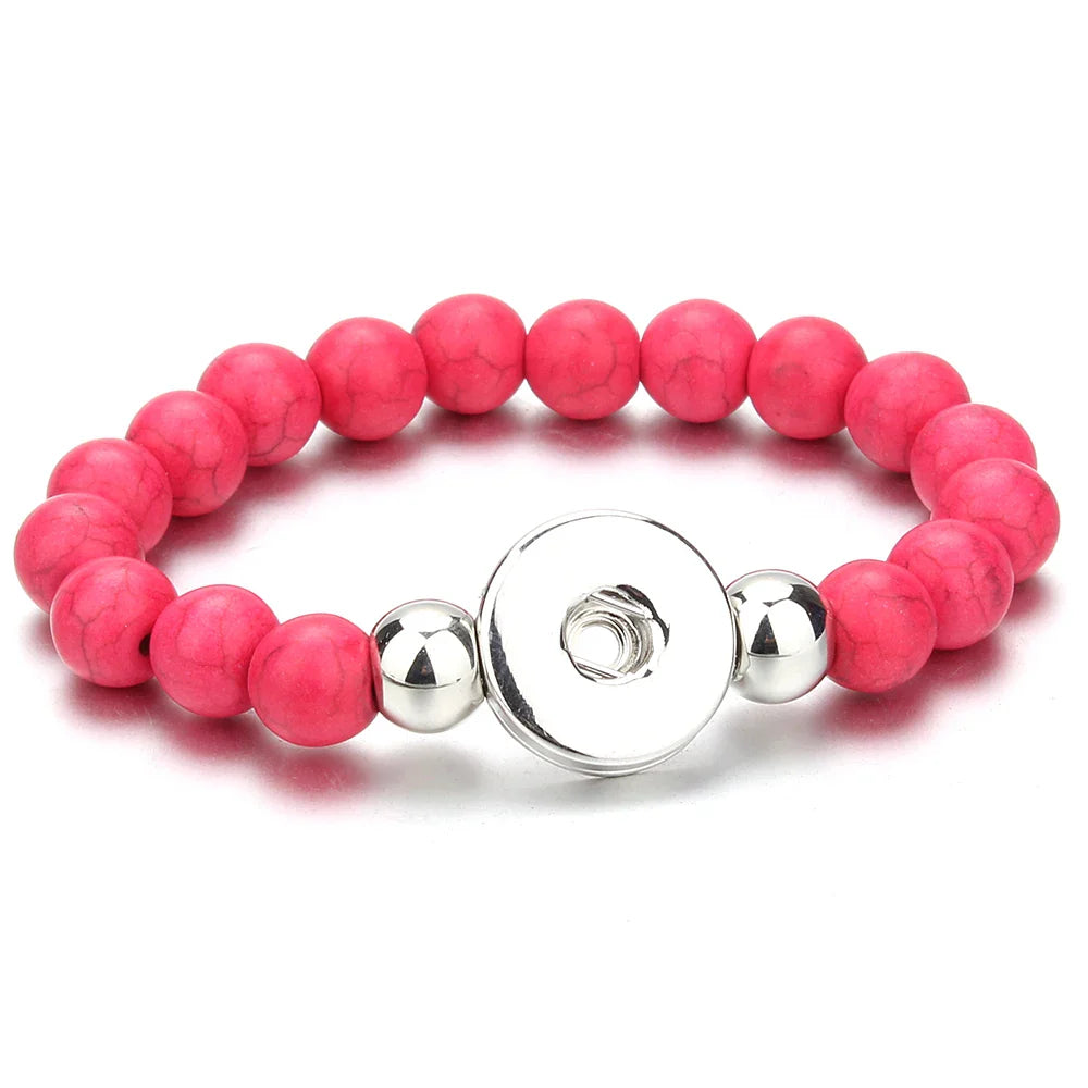 New Snap Bracelet 18mm Snap Button Bracelet DIY Handmade Stone Beads Charms Bracelet for Women Gift DIY Snap Jewelry