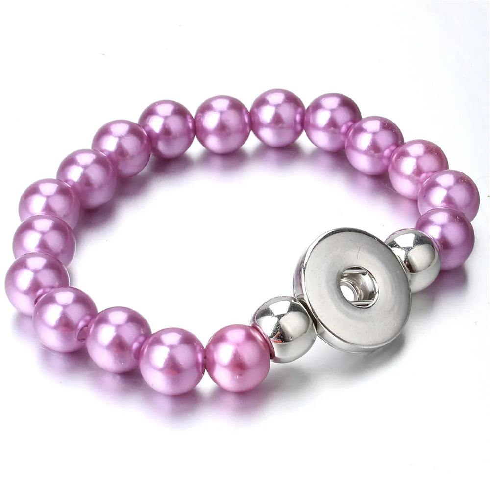 New Snap Bracelet 18mm Snap Button Bracelet DIY Handmade Stone Beads Charms Bracelet for Women Gift DIY Snap Jewelry