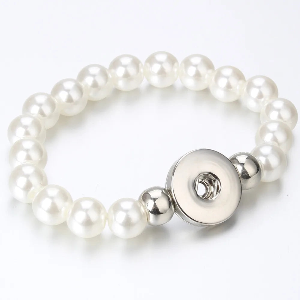 New Snap Bracelet 18mm Snap Button Bracelet DIY Handmade Stone Beads Charms Bracelet for Women Gift DIY Snap Jewelry