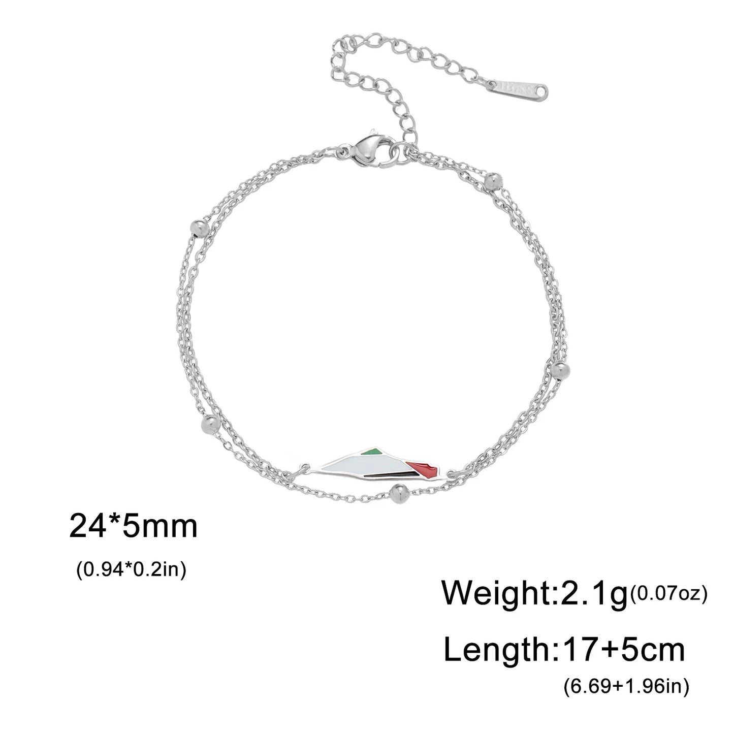 Cazador Palestine Map Double Layers Beads Chain Bracelets for Women Stainless Steel Jewelry Charm Bracelet Gift 2024 Wholesale