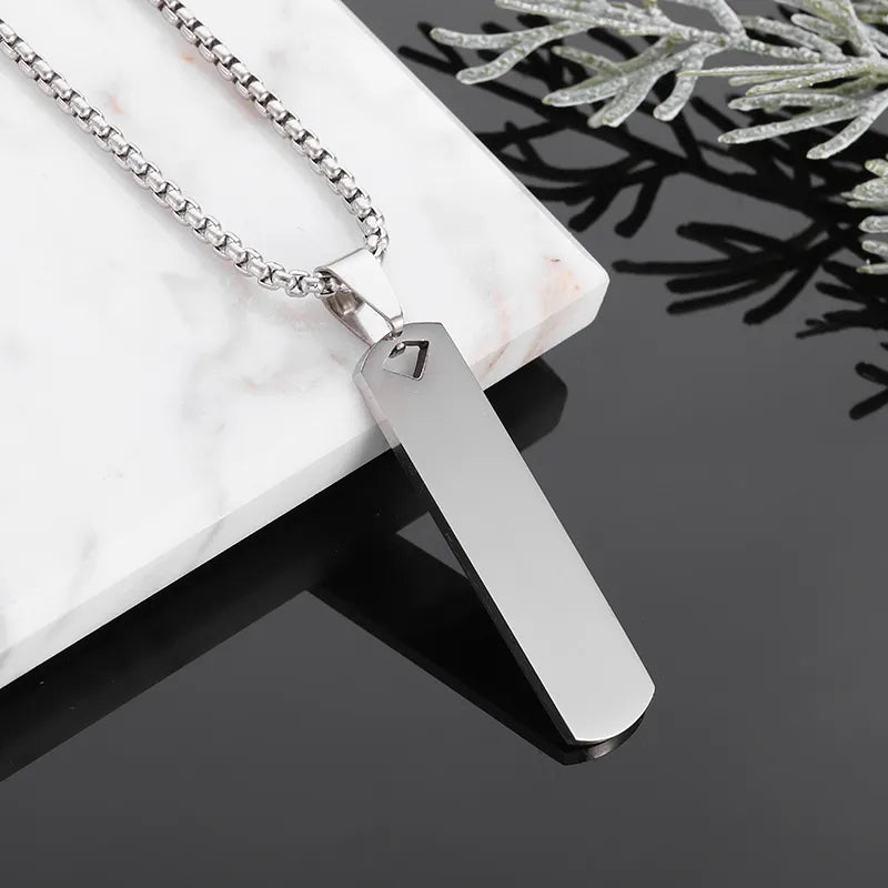 Fashionable and Simple Stainless Steel Square Bar Pendant Necklace for Men and Women Hip Hop Party Jewelry Gifts